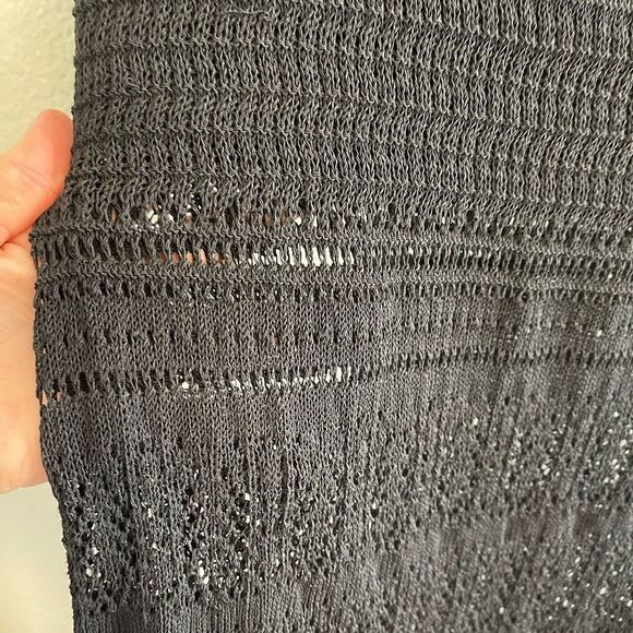 Minnie Rose Classic Black Knit crochet Maxi skirt for bohemian style. NWT M - Picture 4 of 6